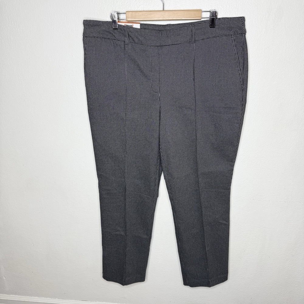 Hilary Radley Black Gray Houndstooth Tummy Control Pull On Pants Womens XXL